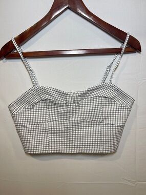 Altar’d State White Grid Crop Cami Top with Thin Straps size L